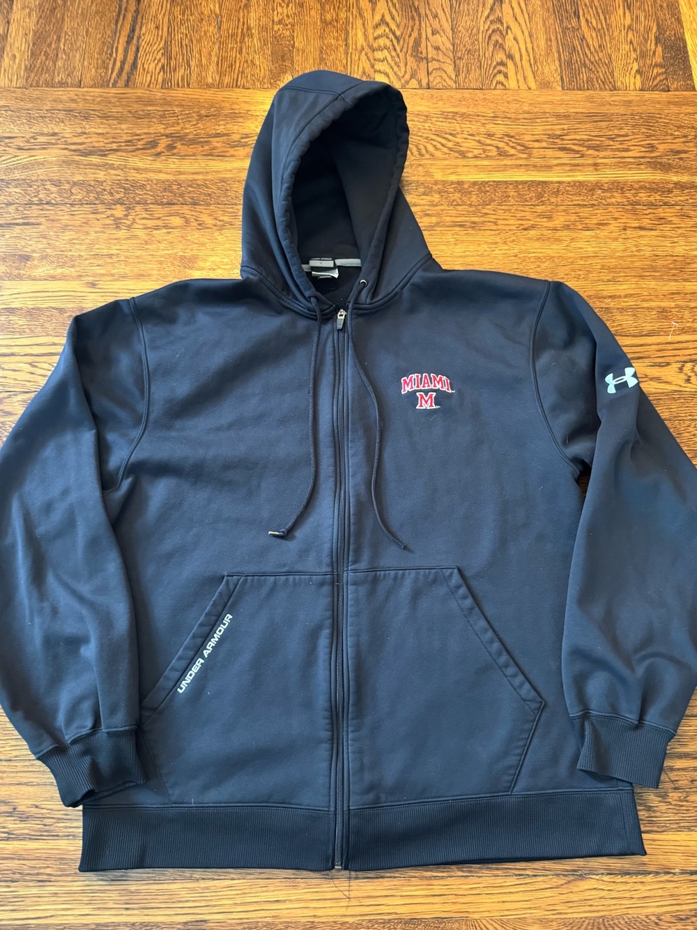 MIAMI UNIVERSITY REDHAWKS VINTAGE Under Armour Black Zip Hoodie